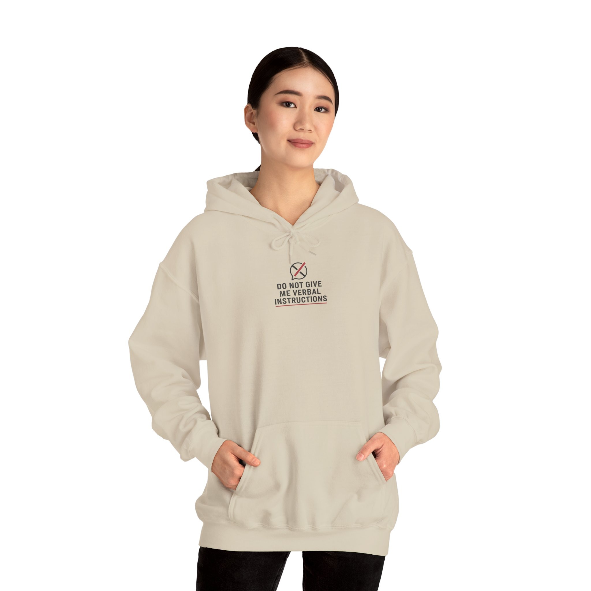 Hoodie — Minimalist 'Do Not Give Me Verbal Instructions' – Bild 6